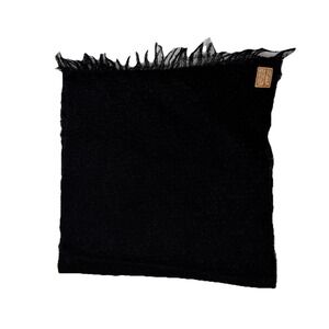 Vintage Andrew Stewart Scotland Mohair Lambswool Scarf Black Handwoven Large